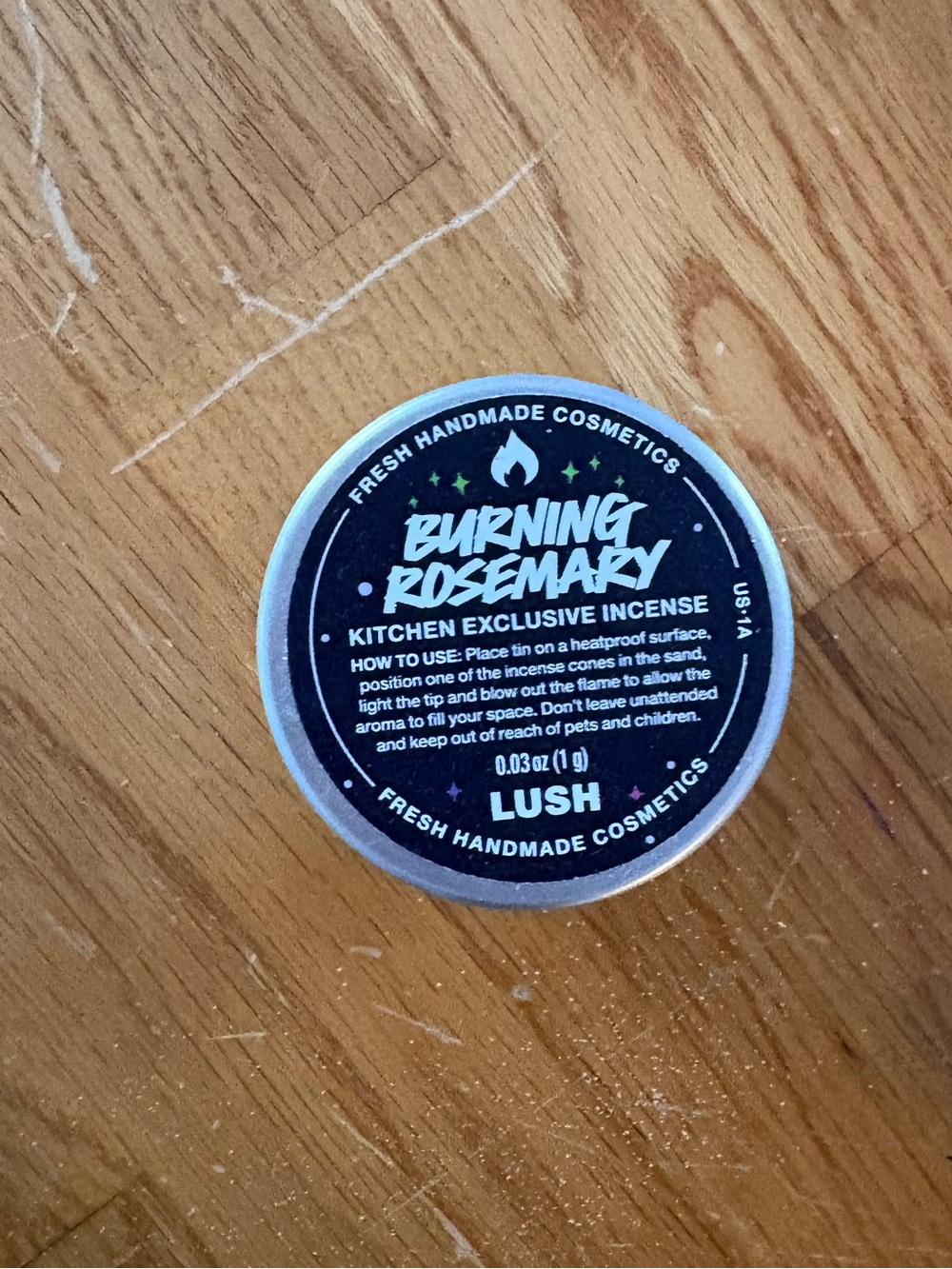 Lush Burning Rosemary incense from the kitchen box